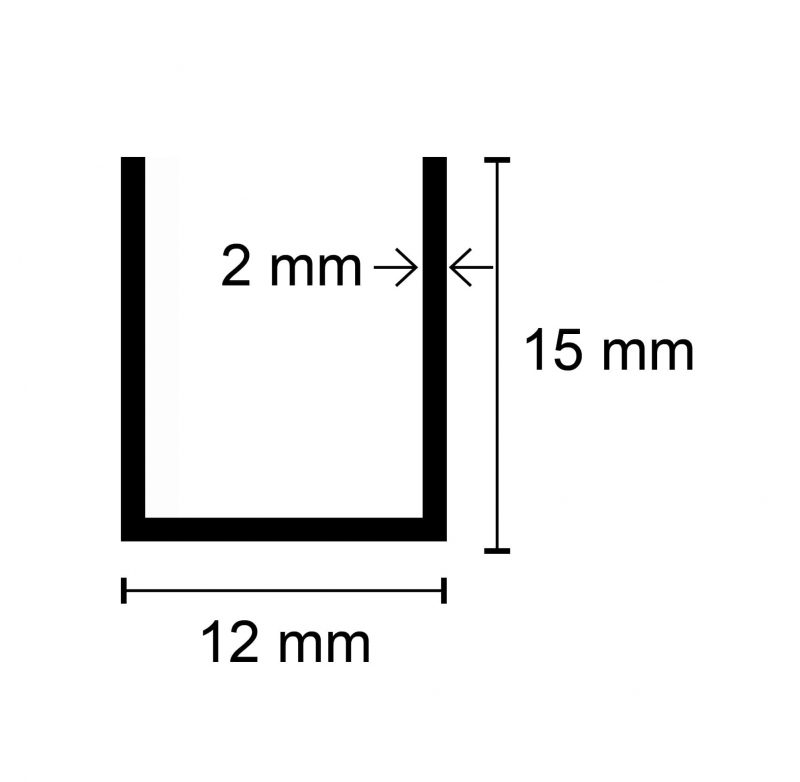 HOBBY LISTA U 12×15MM 2×1000MM - Image 2