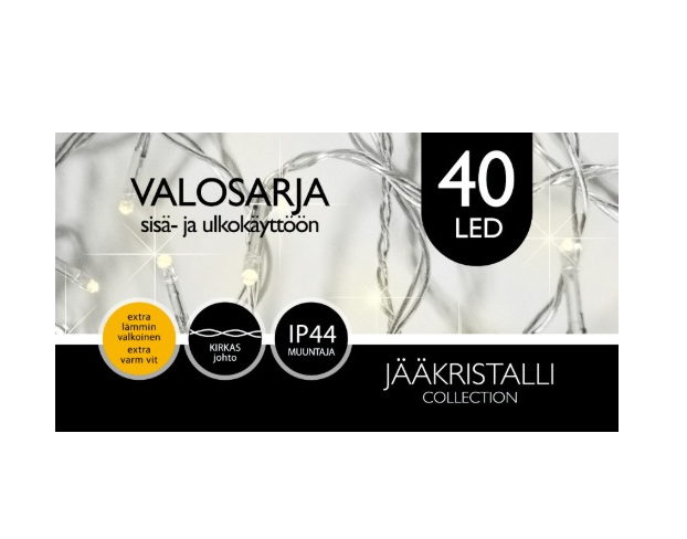 LED ULKOVALOSARJA 40-LED EXTRA LÄMMIN VALKOINEN