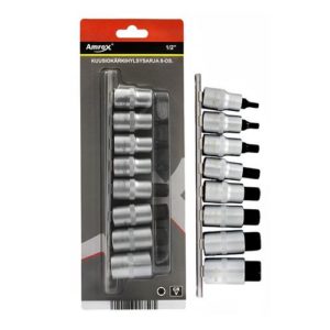 KUUSIOKÄRKIHYLSYSARJA 1/2" 8-OS